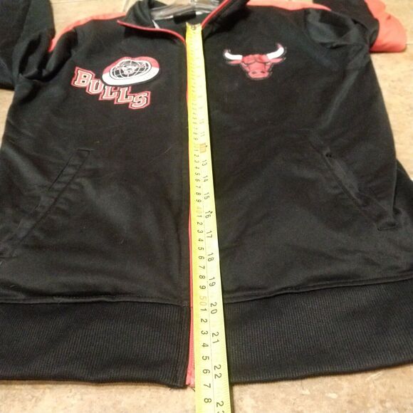 VINTAGE Chicago Bulls Men’s Small Full Zip track Jacket Black Long Sleeve Y2K - Picture 10 of 12